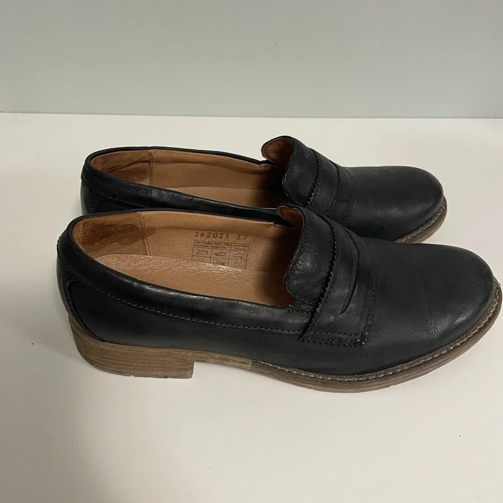 Josef Seibel Women's Sienna‎ Black Leather Penny Loafer Shoes Size 37 US 6-6.5